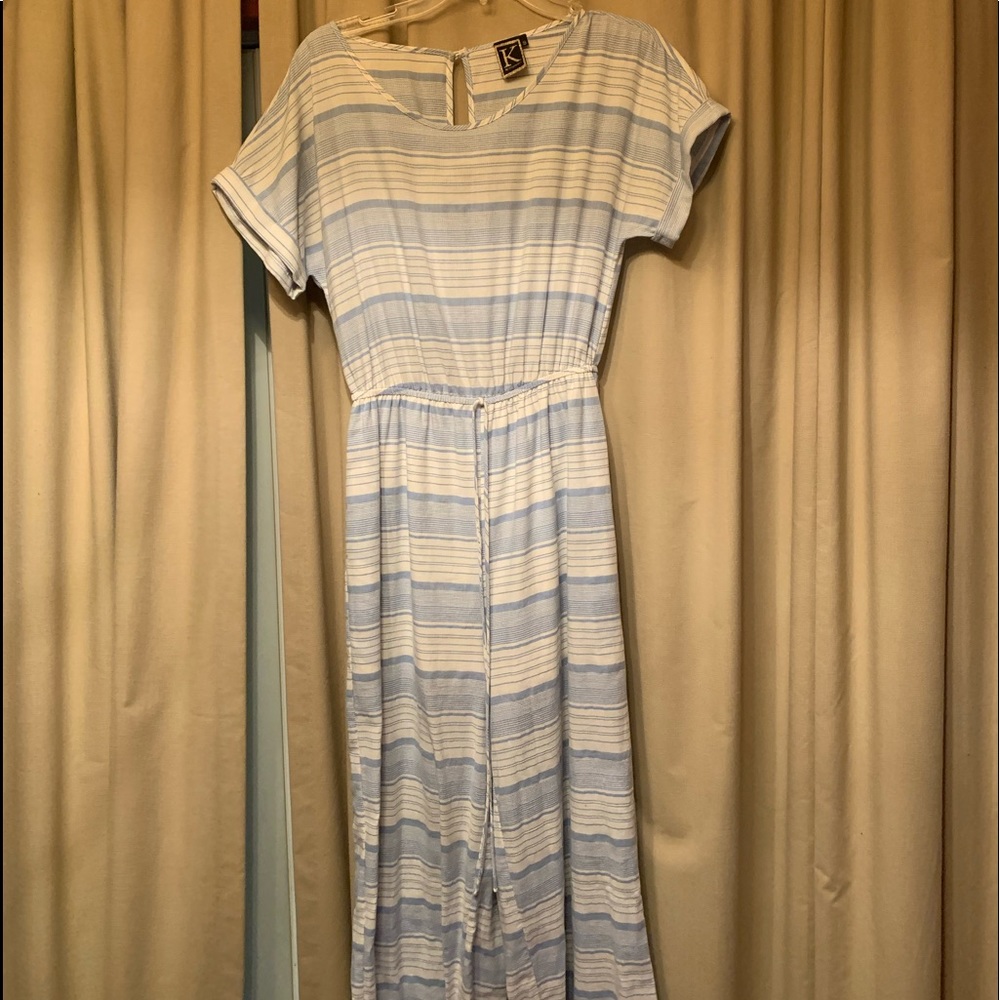 Blue and White Striped Jumpsuit